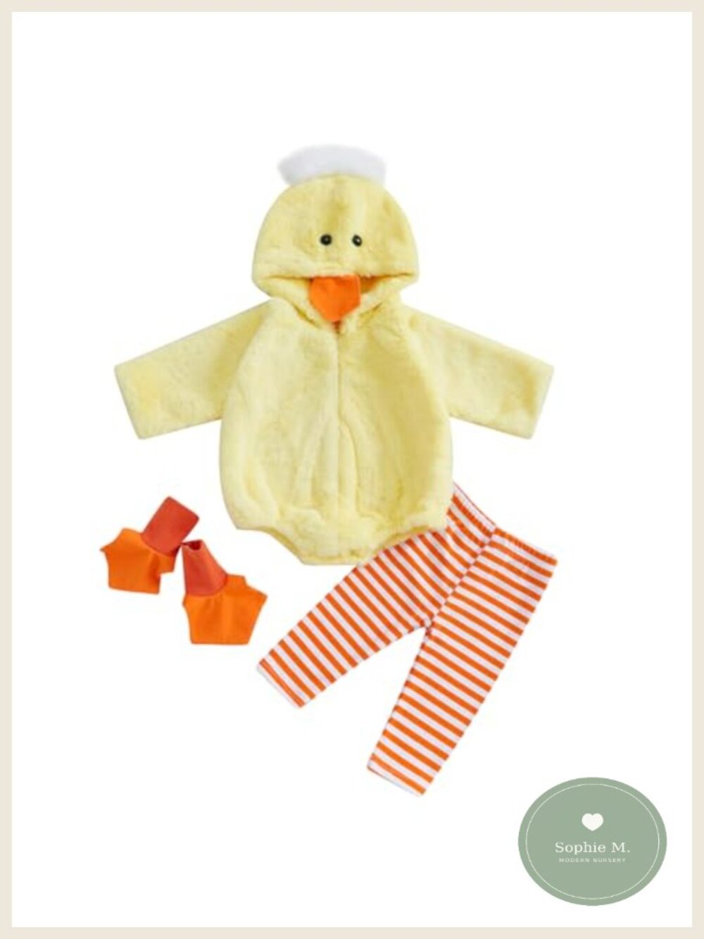 Baby Chick Halloween Costume Romper with Striped Leggings, Soft Fleece Infant